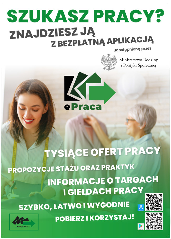Plakat promujący aplikację ePraca PL