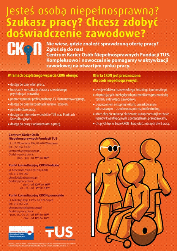 Plakat - Centrum Karier Osób Niepełnosprawnych Fundacji TUS